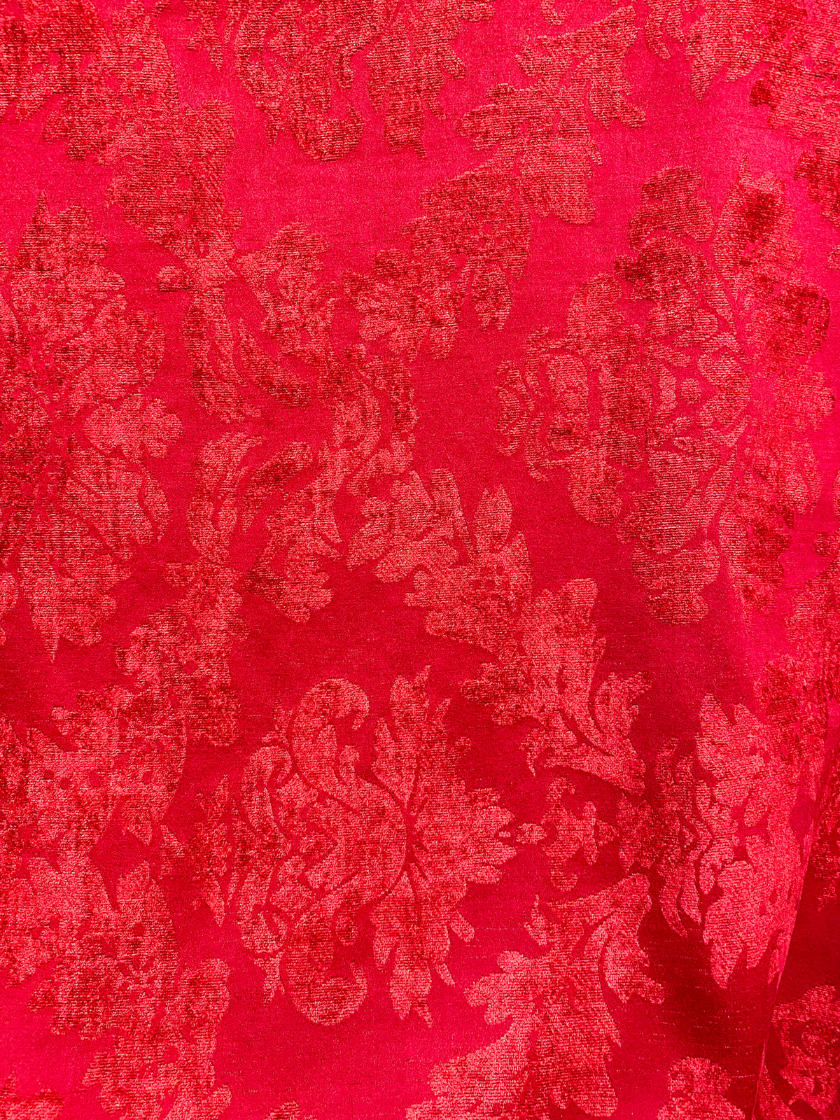 NEW! Lady Janet Designer Medallion Burnout Chenille Velvet Fabric RAILROADED - Red - Fancy Styles Fabric Pierre Frey Lee Jofa Brunschwig & Fils