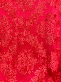 NEW! Lady Janet Designer Medallion Burnout Chenille Velvet Fabric RAILROADED - Red - Fancy Styles Fabric Pierre Frey Lee Jofa Brunschwig & Fils