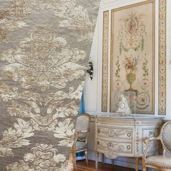 NEW! Lady Janet Designer Medallion Burnout Chenille Velvet Fabric - Taupe - Fancy Styles Fabric Pierre Frey Lee Jofa Brunschwig & Fils