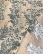 NEW! Lady Janet Designer Medallion Burnout Chenille Velvet Fabric - Aqua & Shell