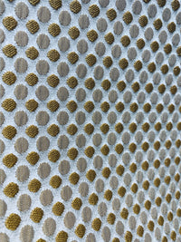 NEW! Princess Gemma DOT Designer Brocade Satin Fabric- Antique Gold And White - Upholstery Medallion - Fancy Styles Fabric Pierre Frey Lee Jofa Brunschwig & Fils
