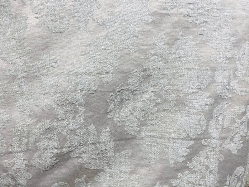 NEW! Lady Janet Railroaded Repeat Medallion Burnout Chenille Velvet Fabric - Antique White