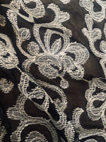 NEW Queen Katrina Embroidered Floral Tulle Lace Mesh- Black and White