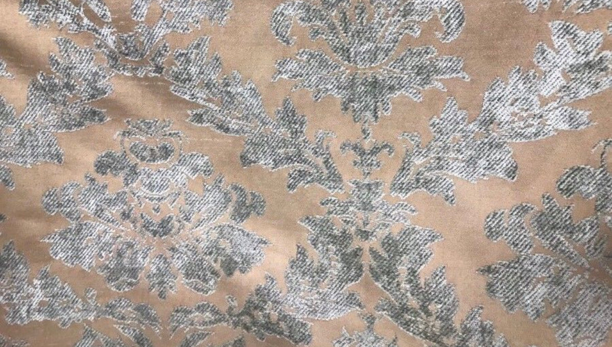 NEW! Lady Janet Designer Medallion Burnout Chenille Velvet Fabric - Aqua & Shell - Fancy Styles Fabric Pierre Frey Lee Jofa Brunschwig & Fils