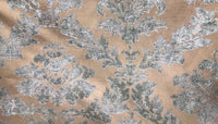 NEW! Lady Janet Designer Medallion Burnout Chenille Velvet Fabric - Aqua & Shell - Fancy Styles Fabric Pierre Frey Lee Jofa Brunschwig & Fils