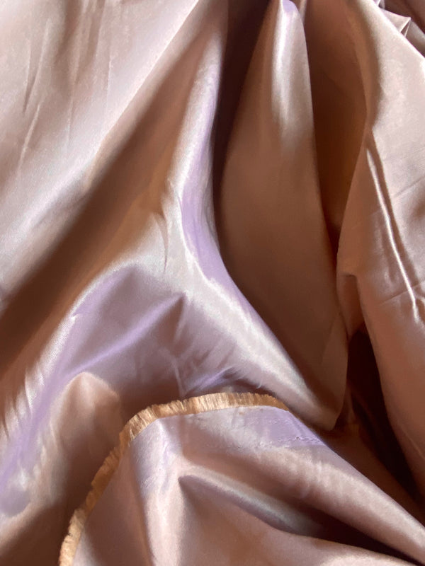 NEW Lady Frank Light Designer “Faux Silk” Taffeta Fabric Made in Italy Peach Gold with Lavender Grey Iridescence - Fancy Styles Fabric Pierre Frey Lee Jofa Brunschwig & Fils