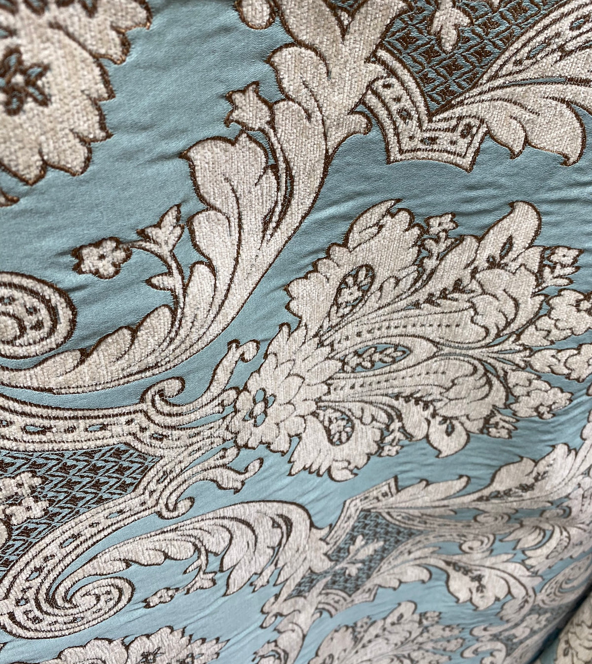 NEW King Donald Designer Brocade Satin Burnout Chenille Upholstery Velvet Fabric - Turquoise - Fancy Styles Fabric Pierre Frey Lee Jofa Brunschwig & Fils