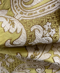NEW King Donald Designer Brocade Satin Burnout Chenille Upholstery Velvet Fabric - Yellow - Fancy Styles Fabric Pierre Frey Lee Jofa Brunschwig & Fils
