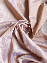 NEW Lady Frank Light Designer “Faux Silk” Taffeta Fabric Made in Italy Peach Gold with Lavender Grey Iridescence - Fancy Styles Fabric Pierre Frey Lee Jofa Brunschwig & Fils