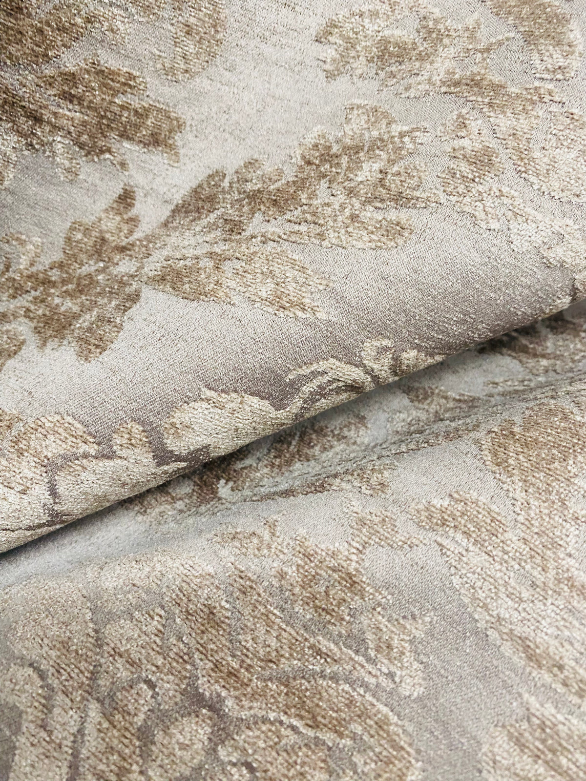 NEW! Lady Janet Designer Medallion Burnout Chenille Velvet Fabric - Taupe - Fancy Styles Fabric Pierre Frey Lee Jofa Brunschwig & Fils