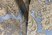 NEW King Donald Designer Brocade Satin Burnout Chenille Upholstery Velvet Fabric - Sky Blue - Fancy Styles Fabric Pierre Frey Lee Jofa Brunschwig & Fils