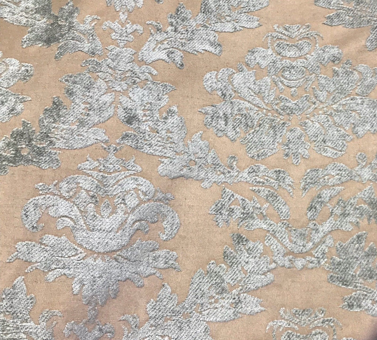 NEW! Lady Janet Designer Medallion Burnout Chenille Velvet Fabric - Aqua & Shell - Fancy Styles Fabric Pierre Frey Lee Jofa Brunschwig & Fils