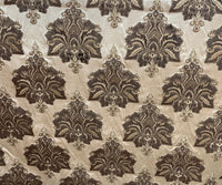 NEW! By The Roll (Wholesale): 100% Silk Made In Belgium Brocade Cut Velvet Fabric- Taupe Chocolate - Upholstery - Fancy Styles Fabric Pierre Frey Lee Jofa Brunschwig & Fils