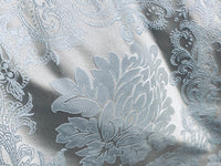 NEW Princess Gemma Designer Brocade Satin Fabric- Ice Blue on Grey- Upholstery Medallion - Fancy Styles Fabric Pierre Frey Lee Jofa Brunschwig & Fils