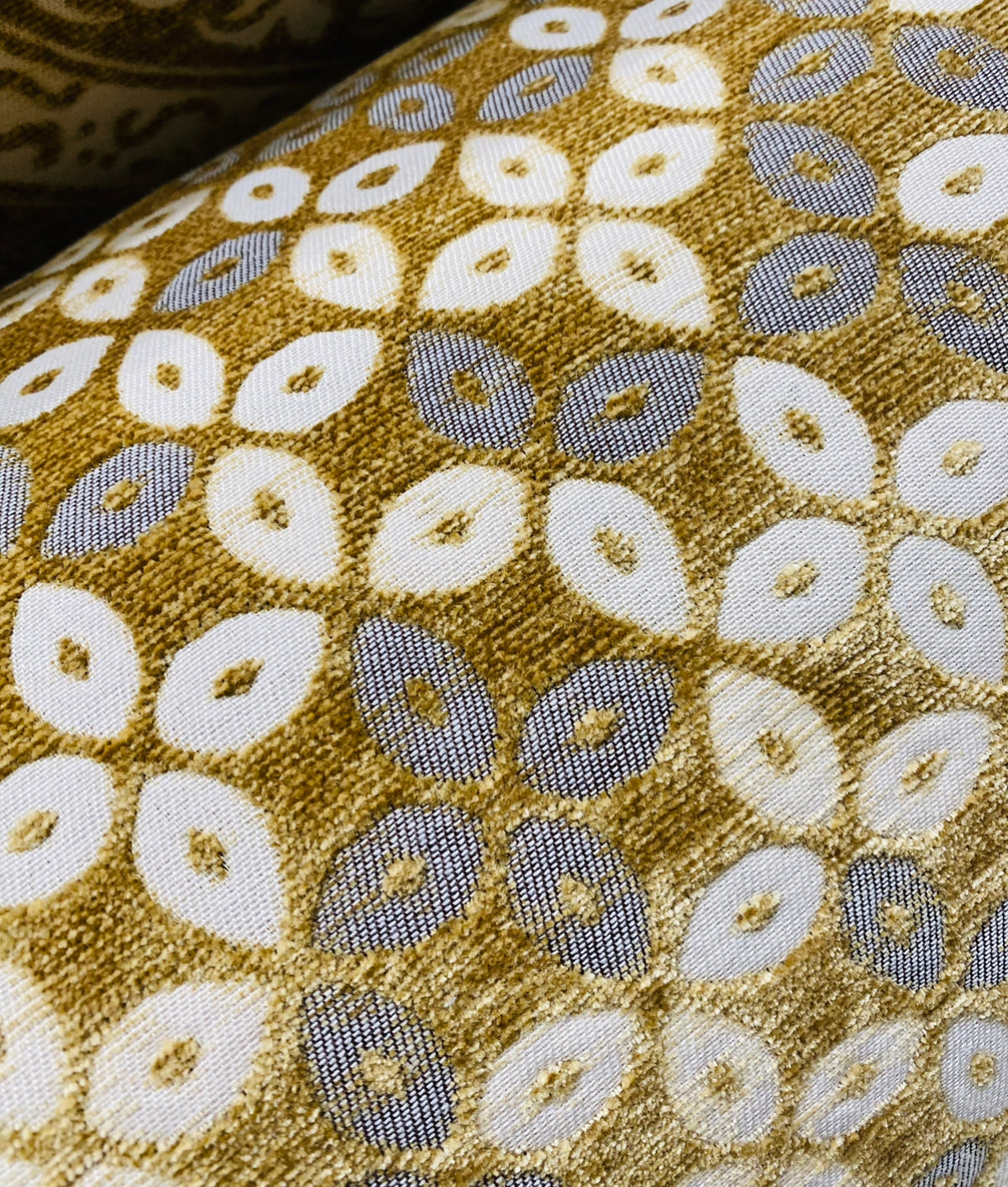 NEW King Tim Double Sided Burnout Chenille Velvet Fabric- Mustard Yellow- Upholstery - Fancy Styles Fabric Pierre Frey Lee Jofa Brunschwig & Fils