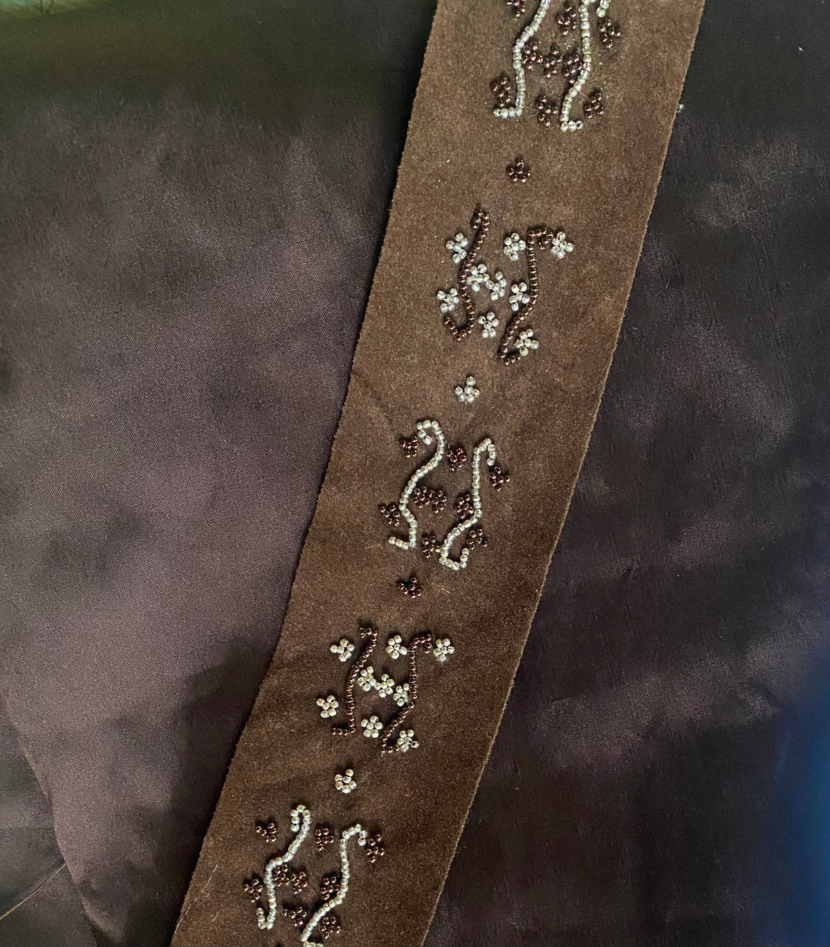 NEW! KING GORDON Faux Suede Beaded Trim- Brown - Fancy Styles Fabric Pierre Frey Lee Jofa Brunschwig & Fils