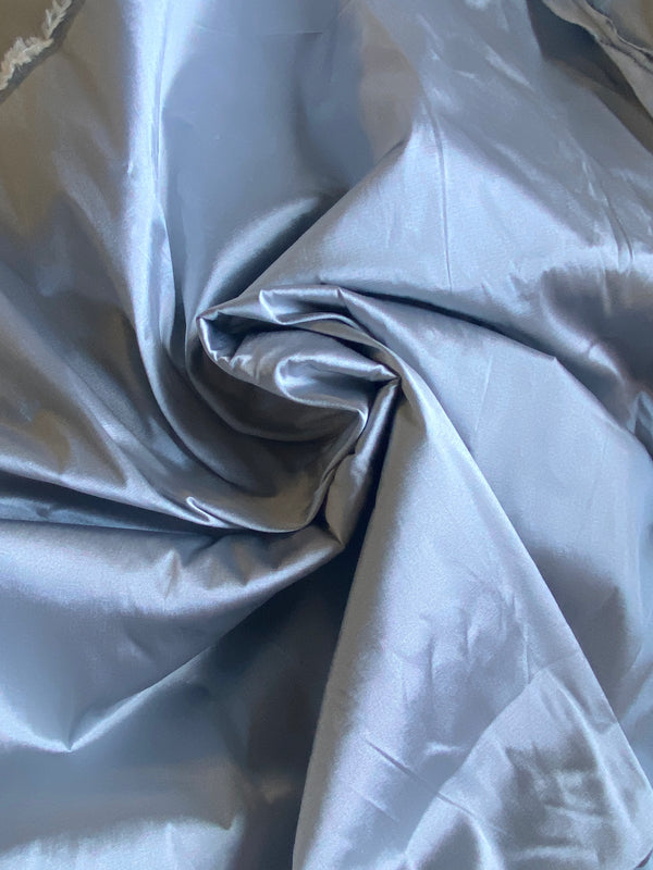 NEW Lady Frank Light Designer “Faux Silk” Taffeta Fabric Made in Italy Silver with Black Iridescence - Fancy Styles Fabric Pierre Frey Lee Jofa Brunschwig & Fils