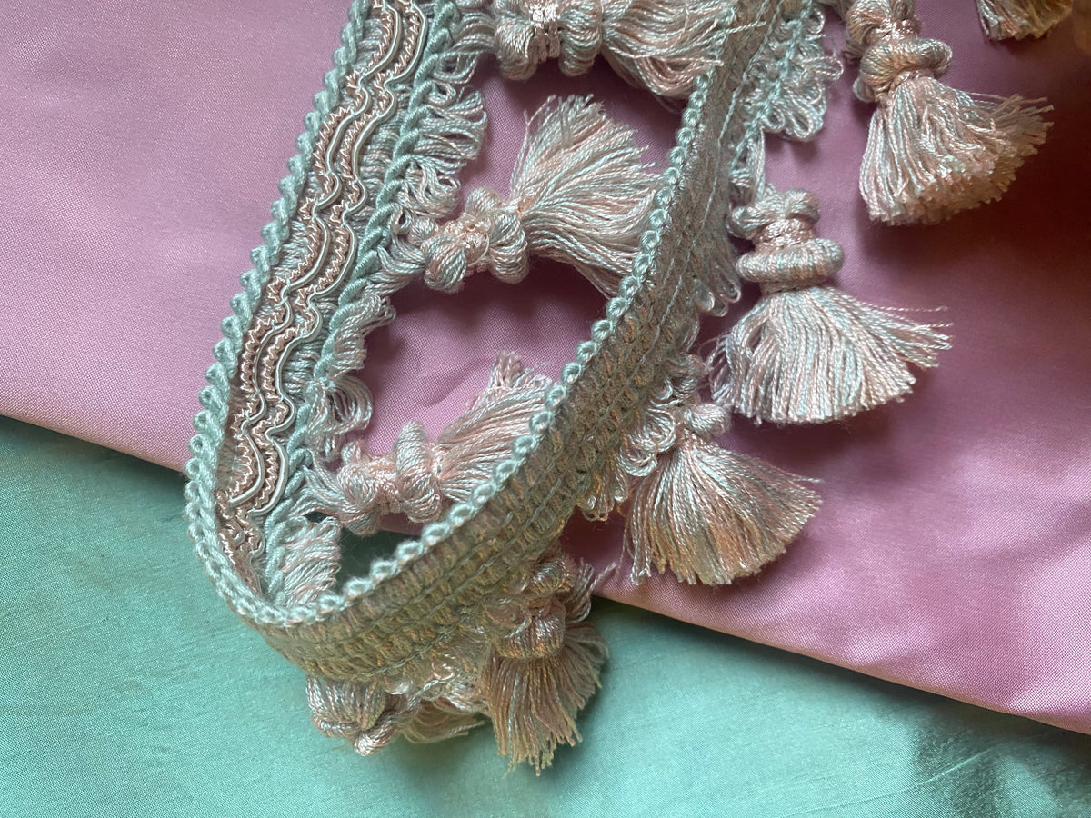 NEW! THE PRINCE PANDLER Tassel Trim - Pink and Aqua - Fancy Styles Fabric Pierre Frey Lee Jofa Brunschwig & Fils