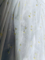 NEW Lady Nita Tulle in White with Yellow Beaded Embroidered Flowers Fabric