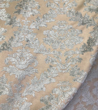 NEW! Lady Janet Designer Medallion Burnout Chenille Velvet Fabric - Aqua & Shell - Fancy Styles Fabric Pierre Frey Lee Jofa Brunschwig & Fils