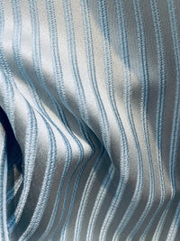 NEW Princess Gemma STRIPE Designer Brocade Satin Fabric- Ice Blue on Grey- Upholstery - Fancy Styles Fabric Pierre Frey Lee Jofa Brunschwig & Fils