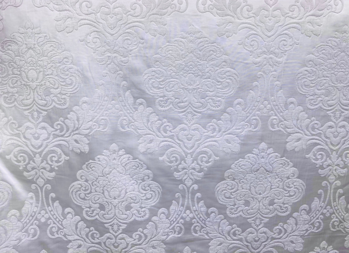 NEW King Julius Designer Brocade Satin Burnout Chenille Velvet Fabric - White - Fancy Styles Fabric Pierre Frey Lee Jofa Brunschwig & Fils