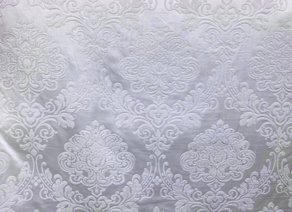 NEW King Julius Designer Brocade Satin Burnout Chenille Velvet Fabric - White - Fancy Styles Fabric Pierre Frey Lee Jofa Brunschwig & Fils