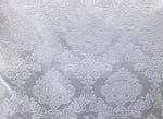 NEW King Julius Designer Brocade Satin Burnout Chenille Velvet Fabric - White