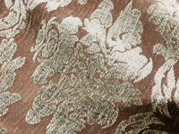 NEW! Lady Janet Designer Medallion Burnout Chenille Velvet Fabric - Platinum and Chocolate - Fancy Styles Fabric Pierre Frey Lee Jofa Brunschwig & Fils