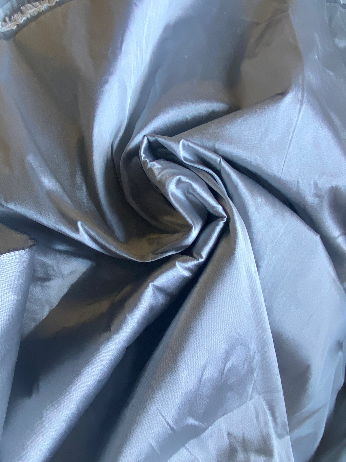 NEW Lady Frank Light Designer “Faux Silk” Taffeta Fabric Made in Italy Silver with Black Iridescence - Fancy Styles Fabric Pierre Frey Lee Jofa Brunschwig & Fils