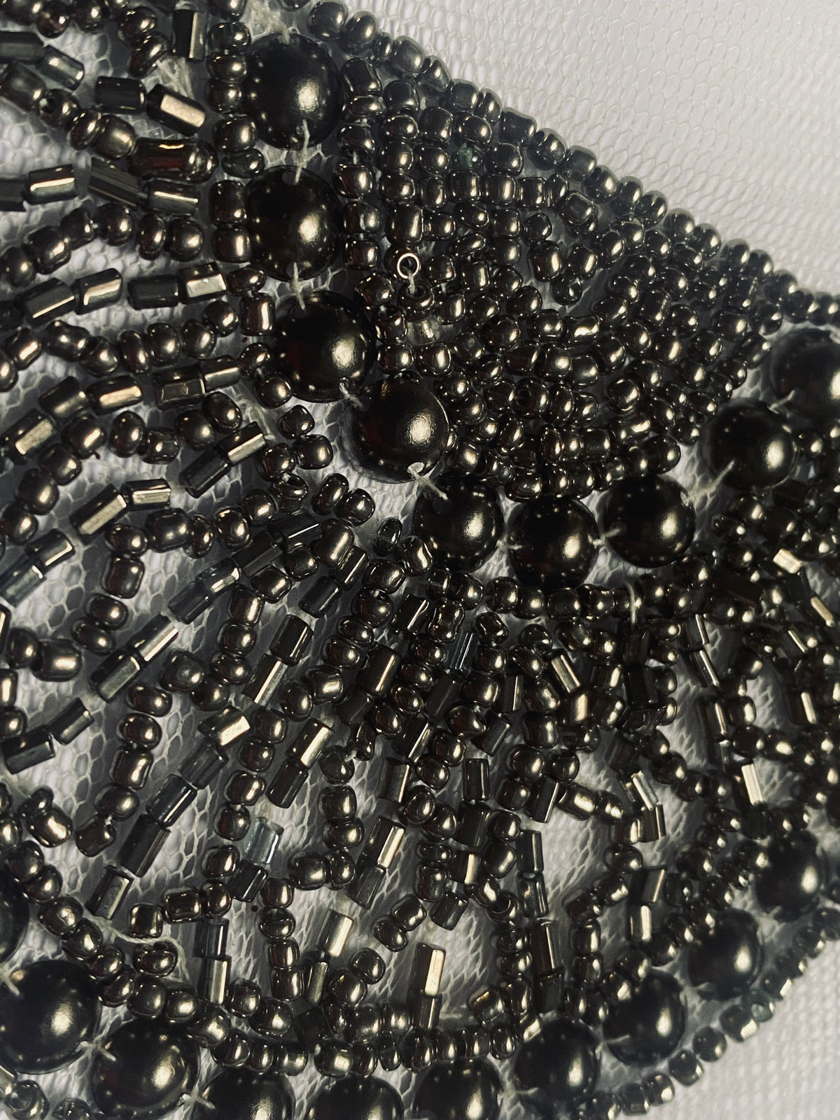 NEW THE QUEEN Silver Beaded Appliqué on White Mesh Lace - Fancy Styles Fabric Pierre Frey Lee Jofa Brunschwig & Fils