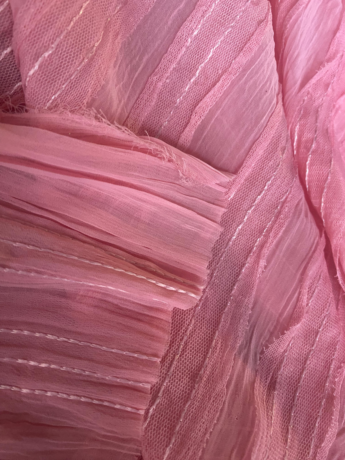 NEW Lady Lannister Layered Mesh Lace on Chiffon with Sequins- Pink - Fancy Styles Fabric Pierre Frey Lee Jofa Brunschwig & Fils