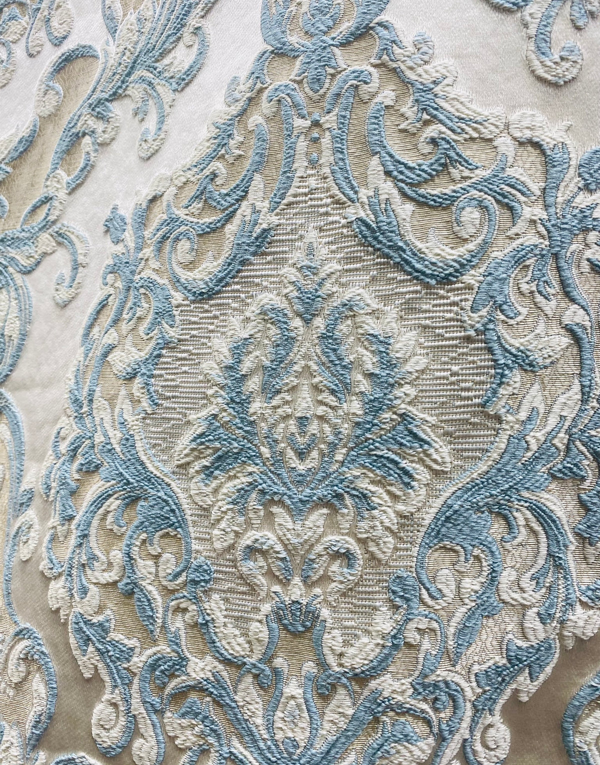 NEW Queen Marianna Novelty Ritz Neoclassical Brocade Satin Fabric - Eggshell Blue - Fancy Styles Fabric Pierre Frey Lee Jofa Brunschwig & Fils
