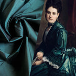 NEW Lady Frank Light Designer “Faux Silk” Taffeta Fabric Made in Italy Dark Forest Green with Black Iridescence