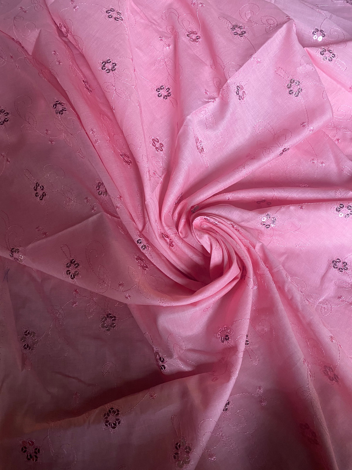NEW Queen Carmine 100% Cotton Dress Weight Fabric with Embroidery and Sequins - Pink - Fancy Styles Fabric Pierre Frey Lee Jofa Brunschwig & Fils