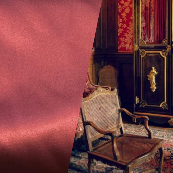 NEW Prince Lucas SOLID Designer Brocade Satin Medallion Fabric- Red & Gold- Upholstery & Drapery - Fancy Styles Fabric Pierre Frey Lee Jofa Brunschwig & Fils