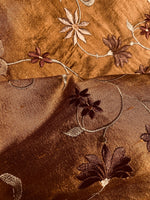 Queen Charlotte 100% Silk Dupioni in Copper with Black Irridescence with Embroidered Floral Motif Fabric - Fancy Styles Fabric Pierre Frey Lee Jofa Brunschwig & Fils