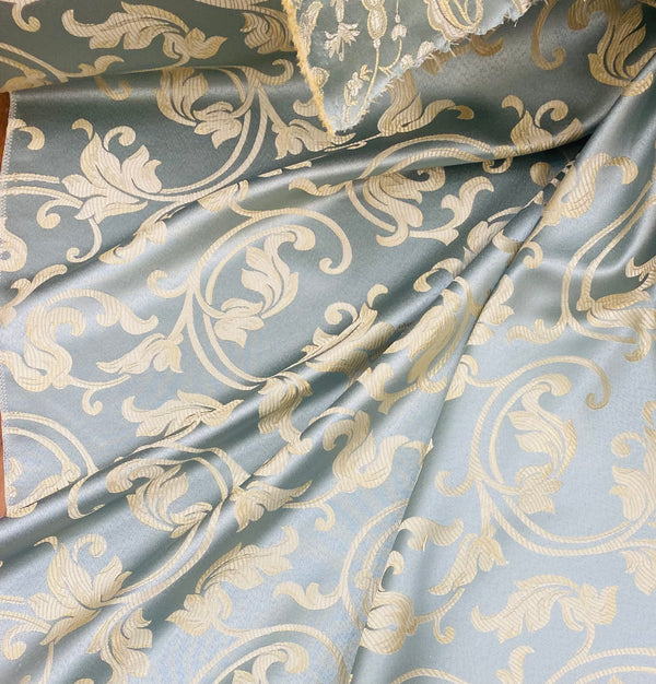 NEW Lord Percephone Neoclassical Floral Duck Egg Blue and Gold Upholstery and Drapery Fabric - Fancy Styles Fabric Pierre Frey Lee Jofa Brunschwig & Fils