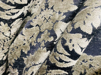 NEW! Lady Janet Designer Medallion Burnout Chenille Velvet Fabric - Silver and Black - Fancy Styles Fabric Pierre Frey Lee Jofa Brunschwig & Fils