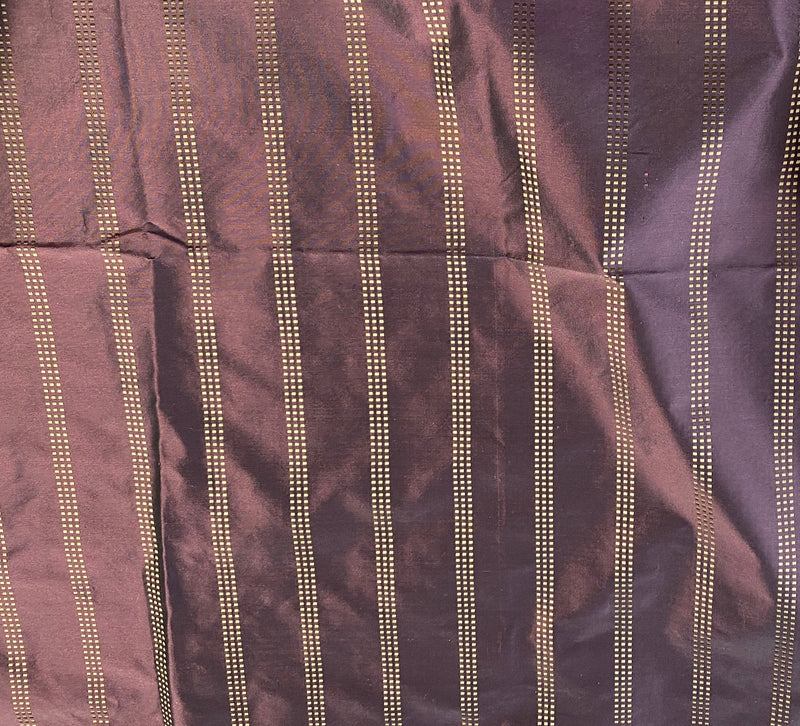 Lady Amalie Designer 100% Silk Taffeta with Purple Gold Dot Stripes - Fancy Styles Fabric Pierre Frey Lee Jofa Brunschwig & Fils