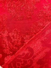 NEW! Lady Janet Designer Medallion Burnout Chenille Velvet Fabric RAILROADED - Red - Fancy Styles Fabric Pierre Frey Lee Jofa Brunschwig & Fils