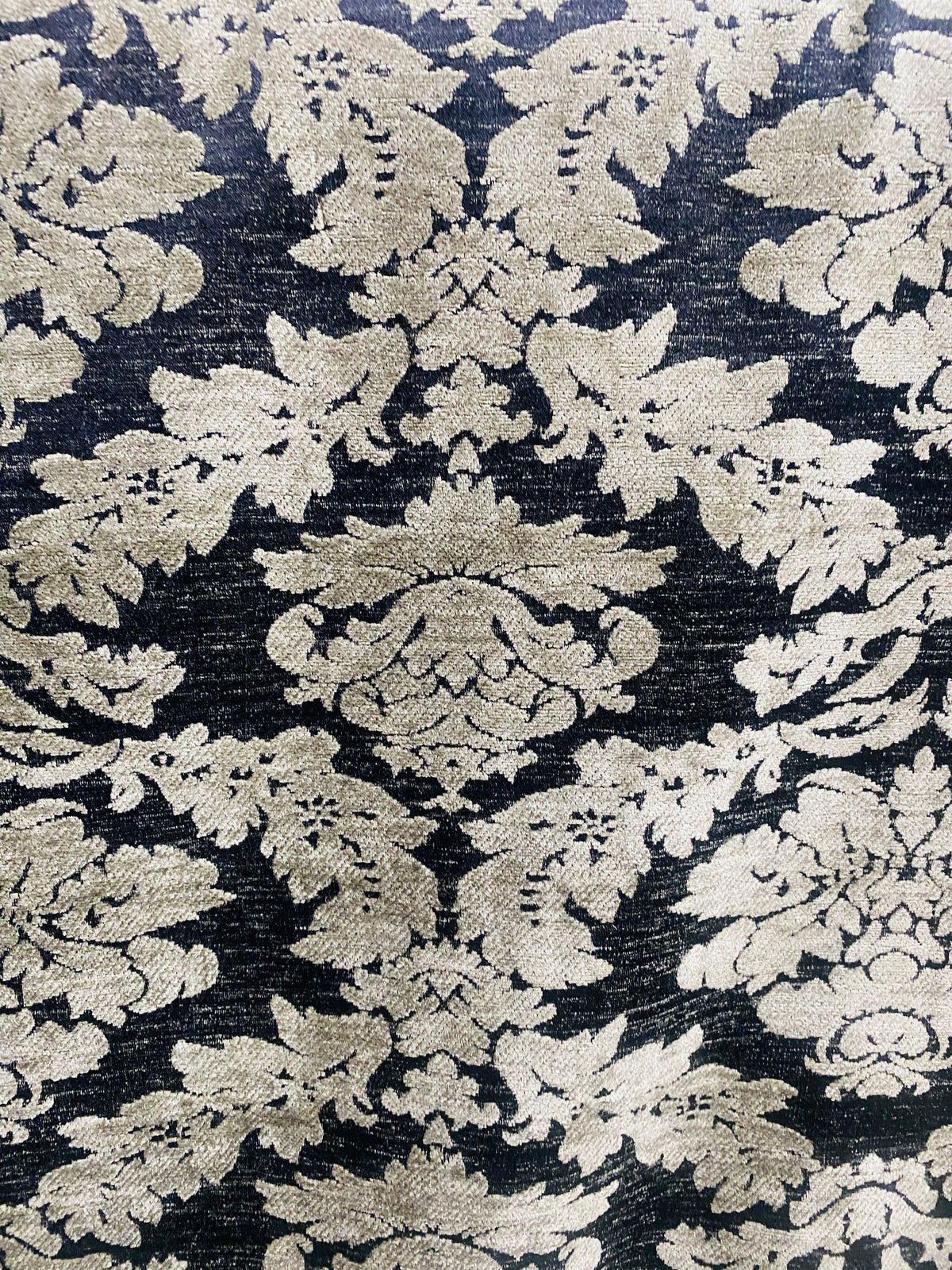 NEW! Lady Janet Designer Medallion Burnout Chenille Velvet Fabric - Silver and Black - Fancy Styles Fabric Pierre Frey Lee Jofa Brunschwig & Fils