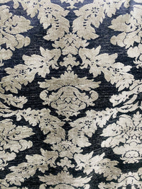 NEW! Lady Janet Designer Medallion Burnout Chenille Velvet Fabric - Silver and Black - Fancy Styles Fabric Pierre Frey Lee Jofa Brunschwig & Fils