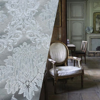 NEW Princess Gemma Designer Brocade Satin Fabric- Gray On Gray- Upholstery Medallion - Fancy Styles Fabric Pierre Frey Lee Jofa Brunschwig & Fils
