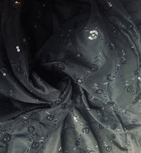 NEW Queen Carmine 100% Cotton Dress Weight Fabric with Embroidery and Sequins - Black - Fancy Styles Fabric Pierre Frey Lee Jofa Brunschwig & Fils