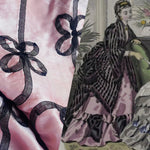 NEW Duchess Batilda Bow Tie Ribbon Trimmed “Faux Silk” Fabric Pink & Black