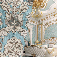 NEW King Donald Designer Brocade Satin Burnout Chenille Upholstery Velvet Fabric - Turquoise - Fancy Styles Fabric Pierre Frey Lee Jofa Brunschwig & Fils