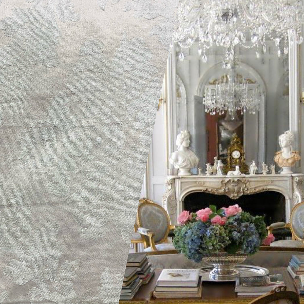 NEW! Lady Janet Railroaded Repeat Medallion Burnout Chenille Velvet Fabric - Antique White - Fancy Styles Fabric Pierre Frey Lee Jofa Brunschwig & Fils