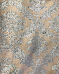 NEW! Lady Janet Designer Medallion Burnout Chenille Velvet Fabric - Aqua & Shell - Fancy Styles Fabric Pierre Frey Lee Jofa Brunschwig & Fils