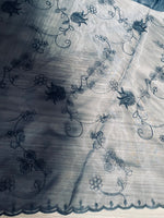 NEW Queen Cumberland Embroidered Organza with Floral Embroidery- Black